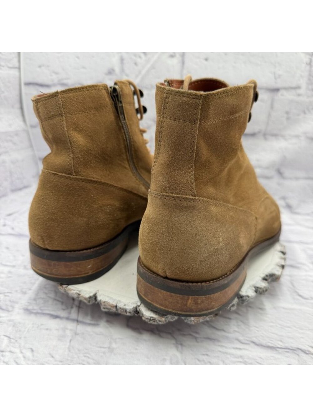 Vince Camuto Men's Tan Suede Lace-Up Ankle Dress Boots Side Zipper Size 13M - Picture 4 of 10